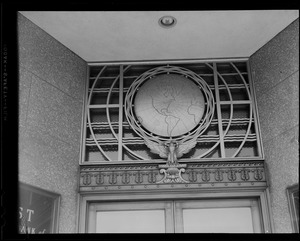 Globe over door at the First National Bank, Canal Street
