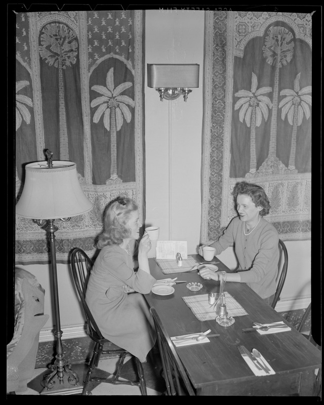 Tea room, interior, two women