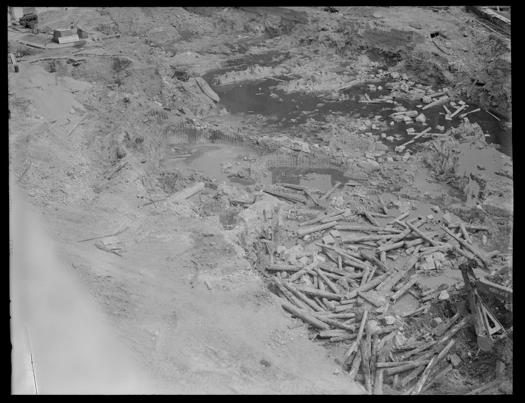 Digging down views from Hudson and Beach St., toward city (on the foreground site stood U.S. Hotel). Note, this must have been made ground.