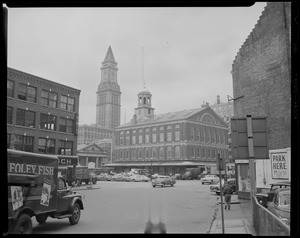 Boston, Central Artery vicinity, Faneuil Hall, Custom House Tower in background