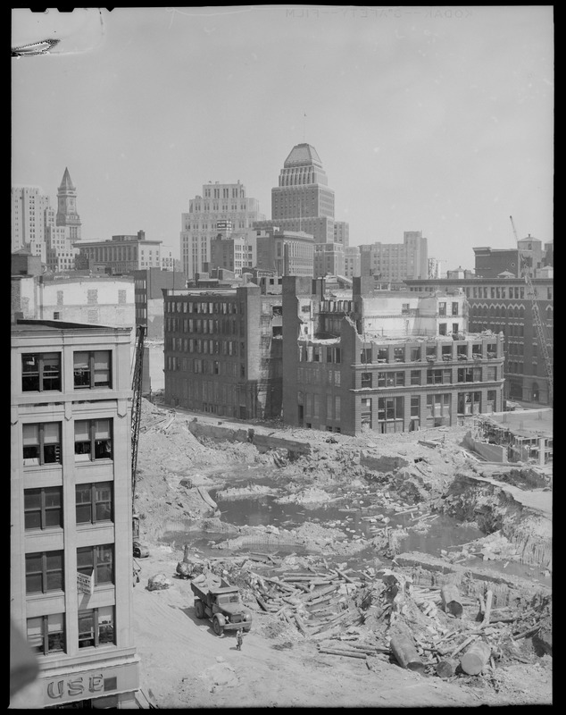 Digging down views from Hudson and Beach St. toward city (on the foreground site stood United States Hotel). This shows the made land in these days.