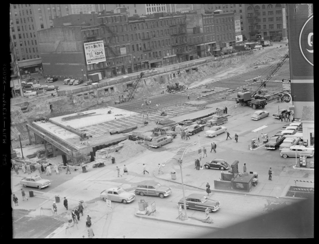 Dewey Square from 5th floor of South Station looking toward Custom House Tower, building the underpass