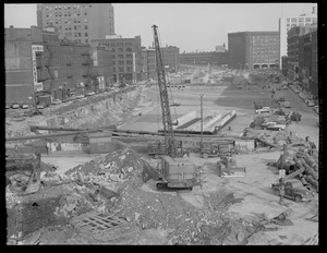 Dewey Square showing tunnel under construction, looking down Atlantic Ave. from South Station