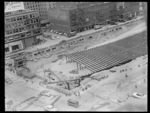 Dewey Square showing construction for tunnel from South Station