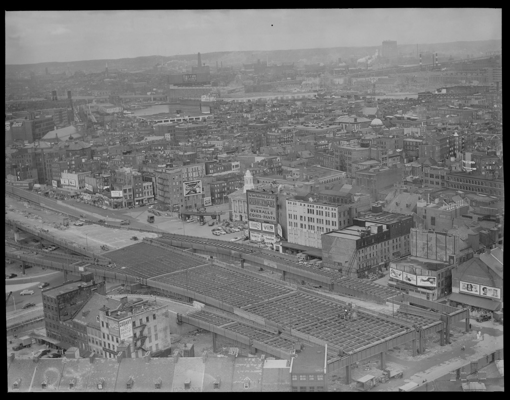 Construction of the Central Artery near Faneuil Hall Market, from Custom House Tower