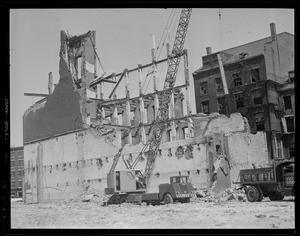 Demolished building near entrance to East Boston Tunnel, Central Artery construction