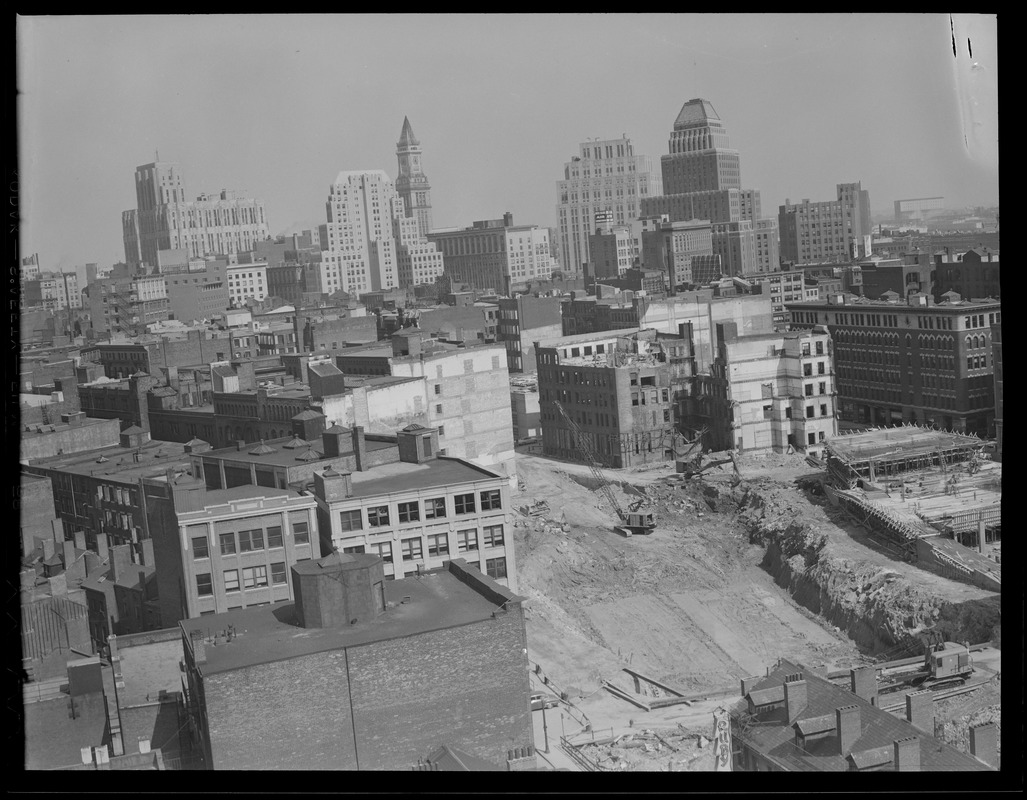 New Chinatown Tunnel under construction from Hudson Building at 75 Kneeland St., corner of Tyler St.