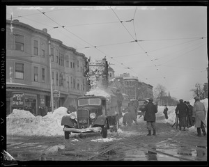 Clearing snow in Andrews Square, South Boston