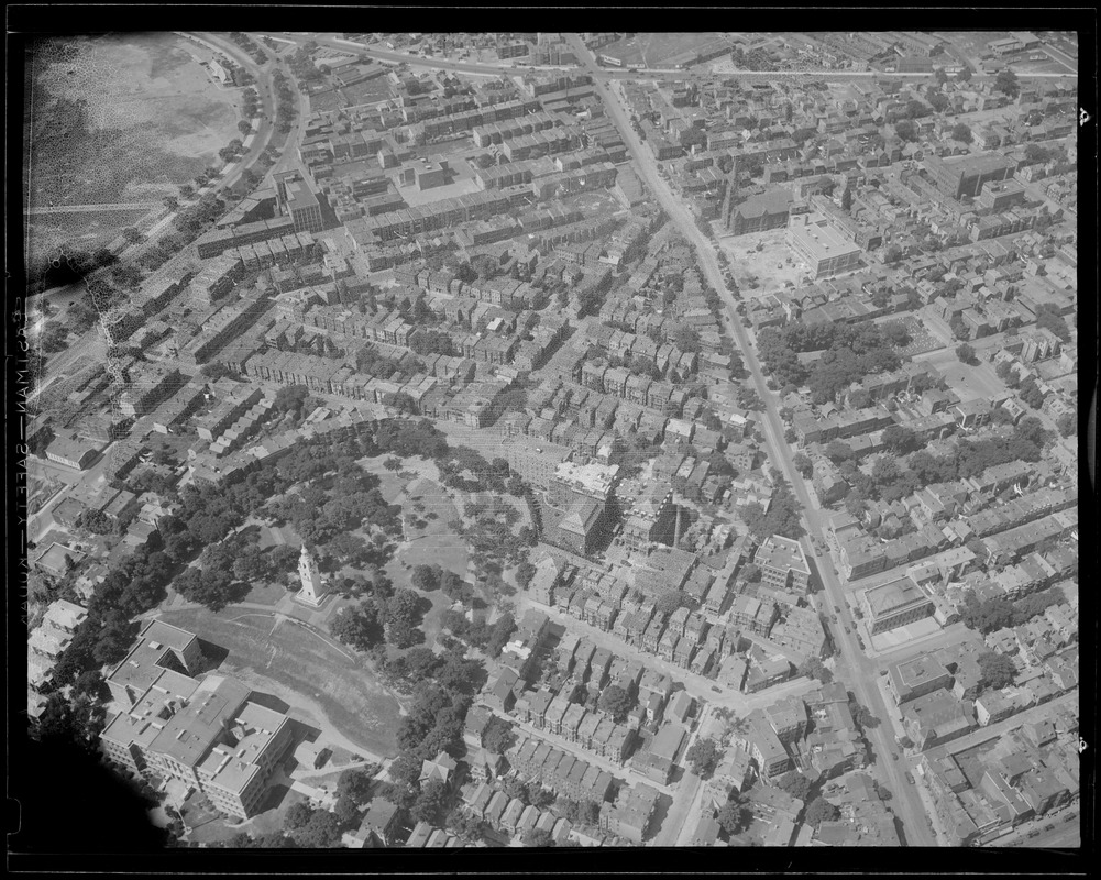 Aerial view of South Boston, including Evacuation Monument