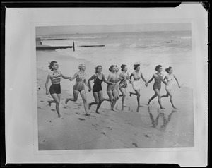 Bathing girls on the run in good old "Southie,"