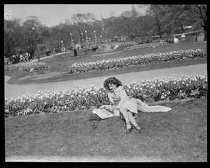 Girl relaxing in Public Garden