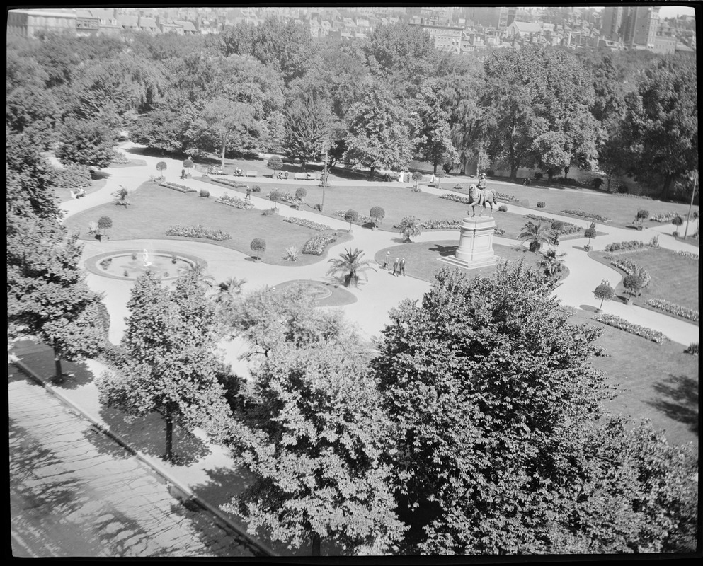 Birdseye view of Public Garden from Arlington St.