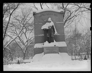 Wendell Phillips Statue, Public Garden, in the snow