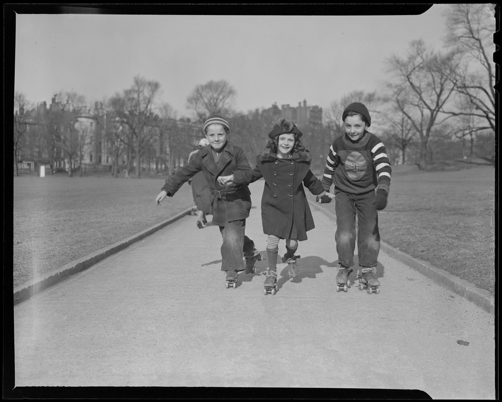 Kids roller skating on Boston Common