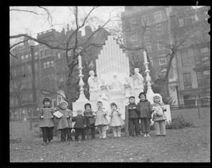 Children in front of Christmas display, Boston Common