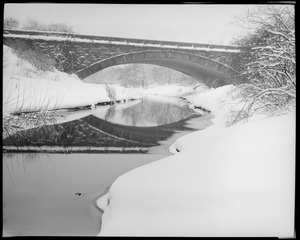 Bridge in the Fenway in the snow