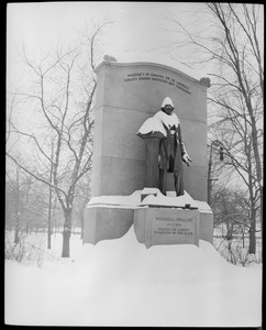 Wendell Phillips Monument in the snow