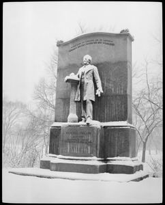 Wendell Phillips Monument in the snow