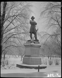 Thomas Cass Statue in the snow, Public Garden