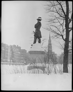 Thomas Cass Statue in the snow, Public Garden