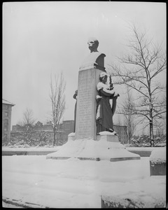 Patrick A. Collins Monument in snow