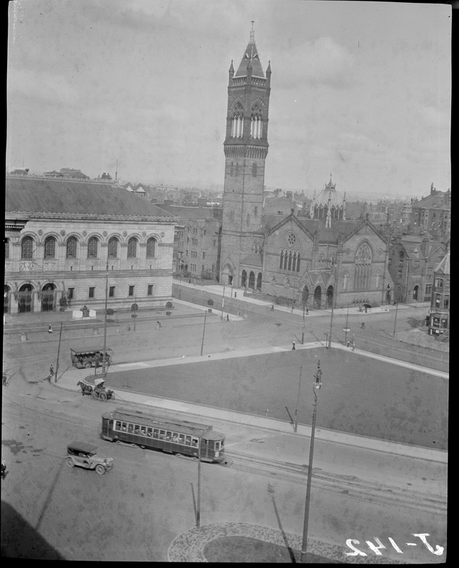 Birdseye view of Copley Square toward New Old South
