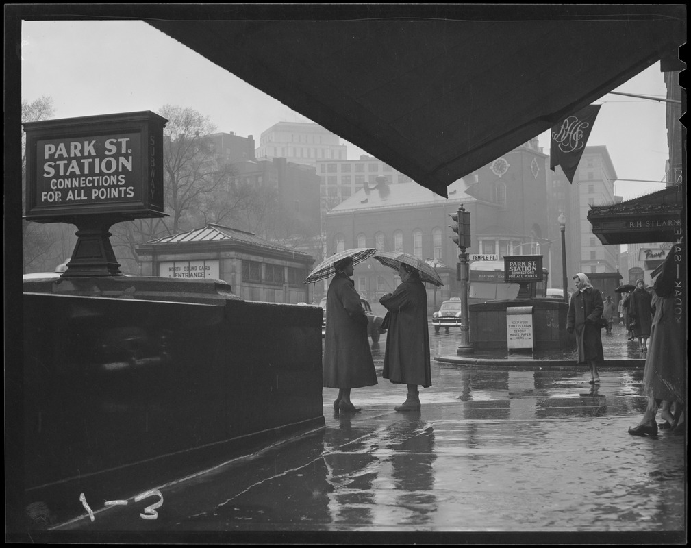 Tremont Street, Park Street Station, in the rain