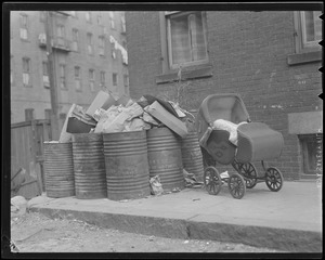 Stroller out with garbage, Boston