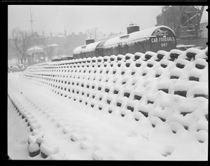 Chains at Navy Yard covered with snow