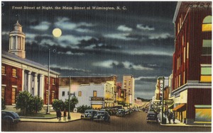 Front Street at night, the main street of Wilmington, N. C.