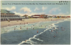 General view of Wrightsville Beach from Mira-Mar Pier, Wrightsville Beach, near Wilmington, N. C.