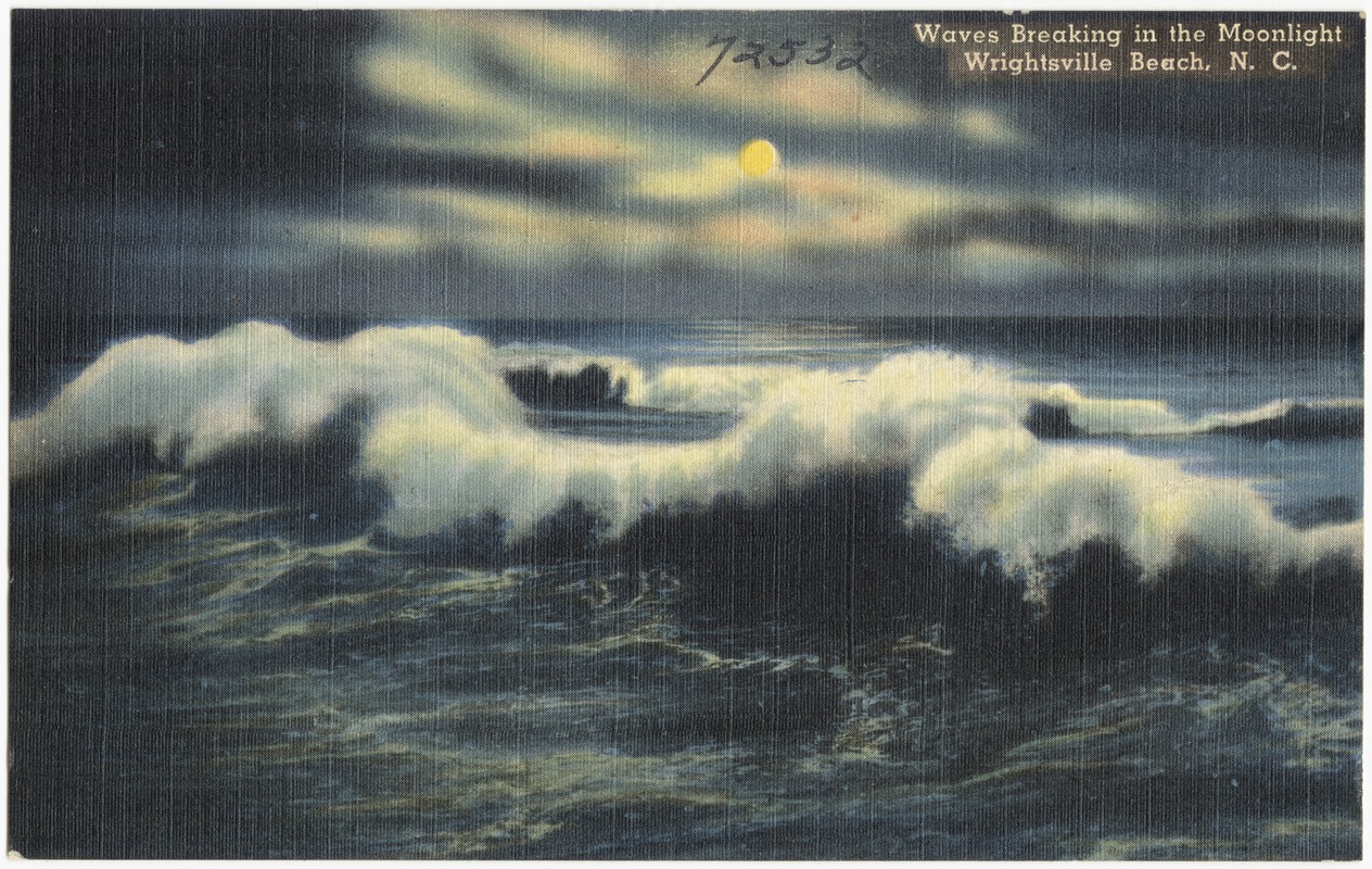 Waves breaking in the moonlight, Wrightsville Beach, N. C.