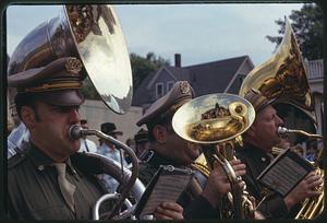 Euphonium and tuba players in marching band