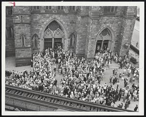 The Mourners Were Many – A few of the 10,000 mourners who gathered at the Cathedral of the Holy Cross today for the funeral of Maurice J. Tobin are shown above.