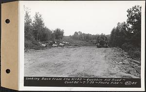 Contract No. 82, Constructing Quabbin Hill Road, Ware, looking back from Sta. 91+40, Ware, Mass., Jul. 7, 1939