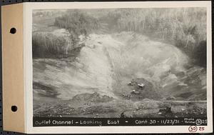 Contract No. 30, Stream Control Works at Main Dam, Swift River Reservoir, Belchertown, Enfield, Ware, outlet channel, looking east, Belchertown, Mass., Nov. 23, 1931