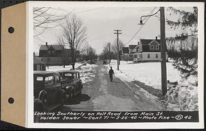 Contract No. 71, WPA Sewer Construction, Holden, looking southerly on Holt Road from Main Street, Holden Sewer, Holden, Mass., Mar. 26, 1940