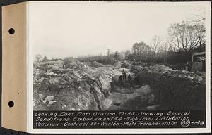 Contract No. 80, High Level Distribution Reservoir, Weston, looking east from Sta. 79+45 showing general conditions, embankment 4, high level distribution reservoir, Weston, Mass., Nov. 13, 1939