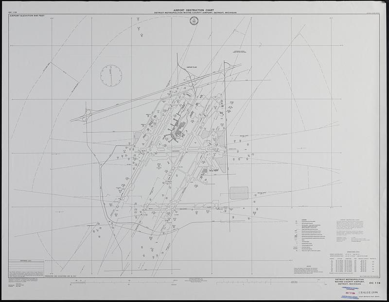 Airport obstruction chart OC 119, Detroit Metropolitan Wayne County Airport, Detroit, Michigan