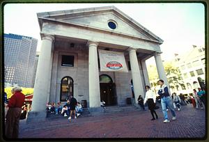 Boston Circa 1990: Eastern entrance of Faneuil Hall