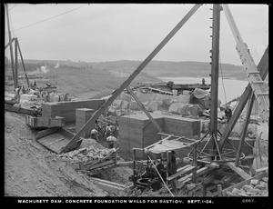 Wachusett Dam, concrete foundation walls for bastion, Clinton, Mass., Sep. 1, 1904