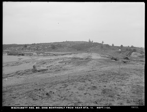 Wachusett Reservoir, South Dike, northerly from near station 14, Boylston; Clinton, Mass., Sep. 1, 1904
