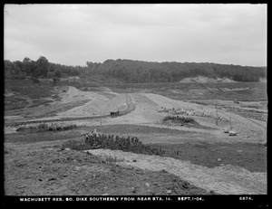 Wachusett Reservoir, South Dike, southerly from near station 14, Boylston; Clinton, Mass., Sep. 1, 1904