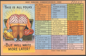 Busy persons correspondence card. This is all folks - but will write more later