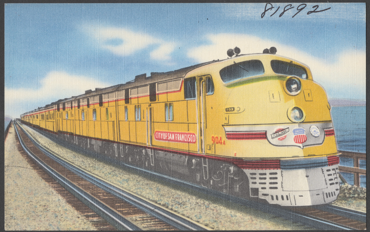 Streamliner "City of San Francisco" crossing Great Salt Lake
