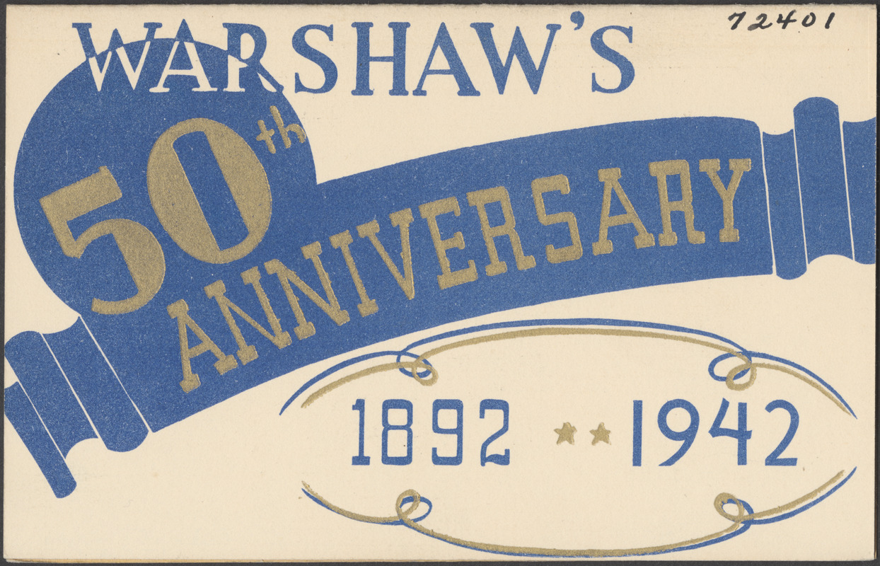 Warshaw's 50th anniversary, 1892-1942