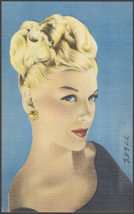 A blonde woman looking forward, three-quarter profile