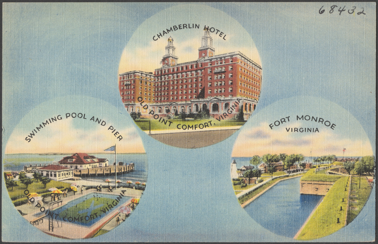 Chamberlin Hotel, Old Point Comfort, Virginia. Swimming pool and pier, Old Point Comfort, Virginia. Fort Monroe, Virginia