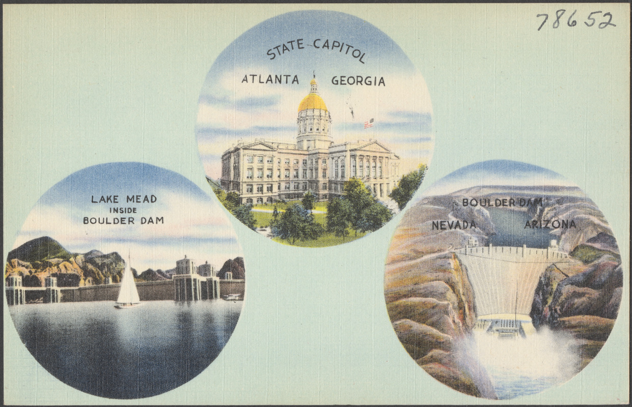State capitol, Atlanta, Lake Mead inside Boulder Dam. Boulder
