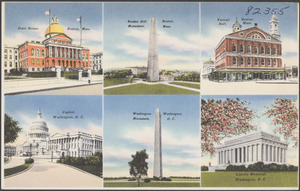 State House, Boston. Mass. Bunker Hill Monument, Boston, Mass. Faneuil Hall, Boston, Mass. Capitol, Washington, D. C. Washington Monument, Washington D. C. Lincoln Memorial, Washington D. C.